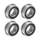 FR188-2RS Flanged Ball Bearing 1/4 x 1/2 x 3/16 inch Double Sealed Chrome Steel Flange Bearings, 4pcs