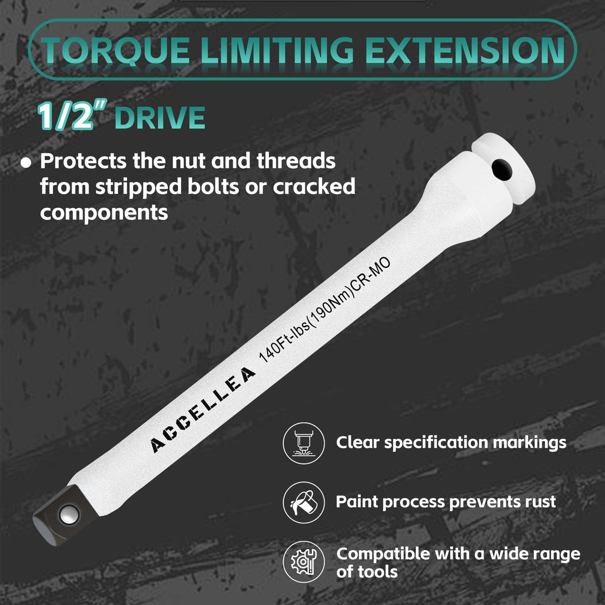 5Pcs Drehmomentbegrenzungs-Verlängerungssatz 1/2" Antrieb 65-140 Ft-Lbs Drehmomentsstäbe