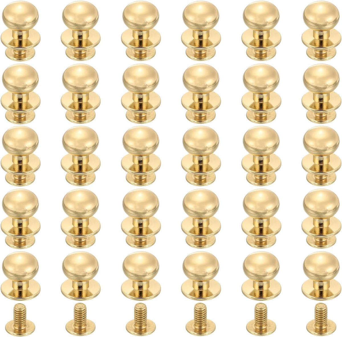 30Pcs 12mm Chicago Screws Round Head Button Leathercraft Rivets for DIY Leather Crafting Decoration Handbag Shoes Belt Repair, Silver