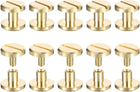 10Pack Brass Chicago Screws, 4x5x10mm Flower Texture Flat Head Screw Back Binding Post Nail Stud Rivets Fastener for DIY Leather Craft Belt Strap, Gold