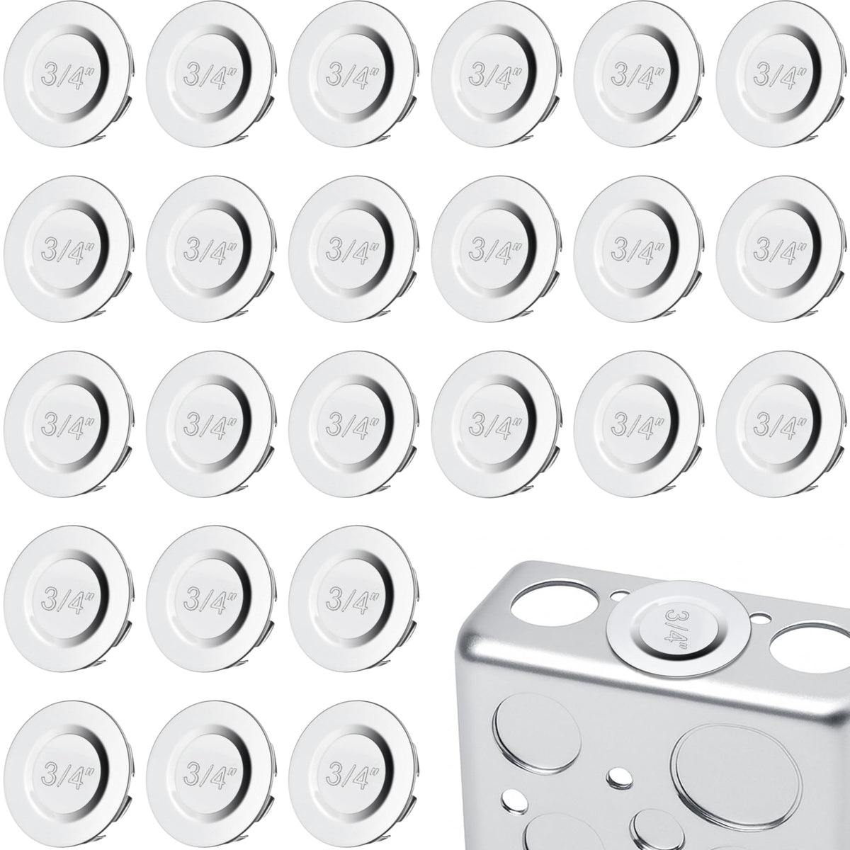 LinkMejor 24 Pcs 3/4 Inch Knockout Plugs pentru Deschideri de Conduite a Cutiilor Electrice