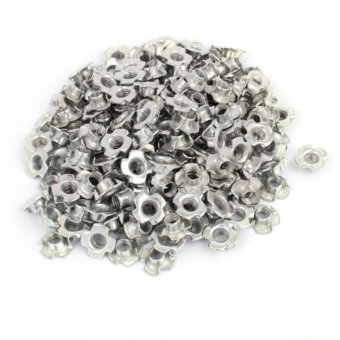 M8 x 10mm Four Pronged Tee Nuts Blind Inserts 200pcs for Wood Furniture