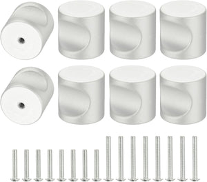 8Pcs Cylindrical Drawer Knobs, 25mm/1 Inch Aluminum Alloy Cabinet Handle Bathroom Dresser Drawer Pulls with Mounting Screws for Windows Wardrobes Cabinets, Silver