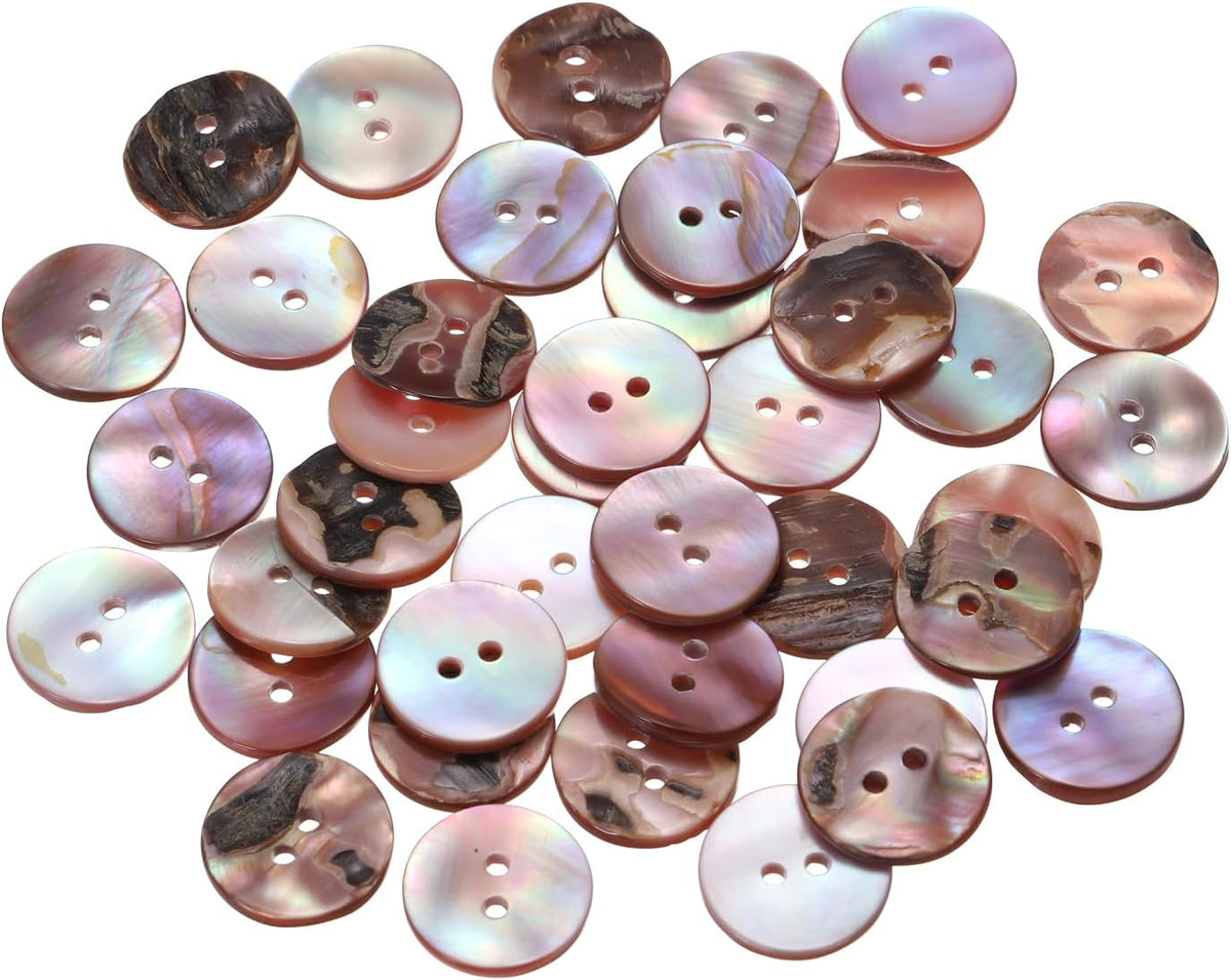 40Pcs Natural Pearl Shell Button, 15mm 2 Hole Mother of Sewing Button for Shirt Clothes Coats Suits Jacket Jeans Skirts Sewing Craft DIY Decoration, Purple