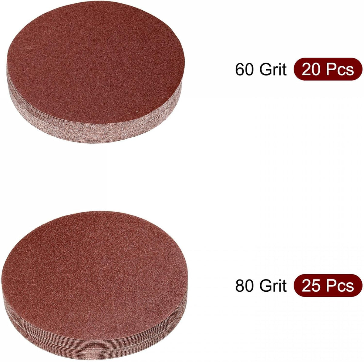 45Pcs 7 Inchi Disc Giling Kancing dan Loop 60/80 Grits Kertas Giling Buang untuk Penyaring Orbit Acak