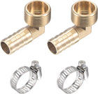 Brass Hose Barb Fitting Elbow 16mm x G3/4 Male Thread Right Angle Pipe Connector with Stainless Steel Hose Clamp