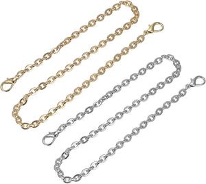 Purse Chain Strap, 4Pcs 24"x0.22" Iron Flat Chain Strap Handbag Chains Shoulder Cross Body Replacement Strap(Silver+Gold)