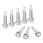 Hex Washer Self Drilling Screws, 1/4 x 1-1/4" Carbon Steel Hex Flange Sheet Metal Tapping Screw 25pcs