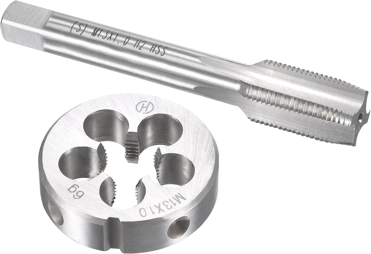 M13 x 1mm Metric Tap and Die Set, Machine Thread Screw Tap with Round Threading Die, Tap & Die Kit for Nut Screw Bolt Thread Repair