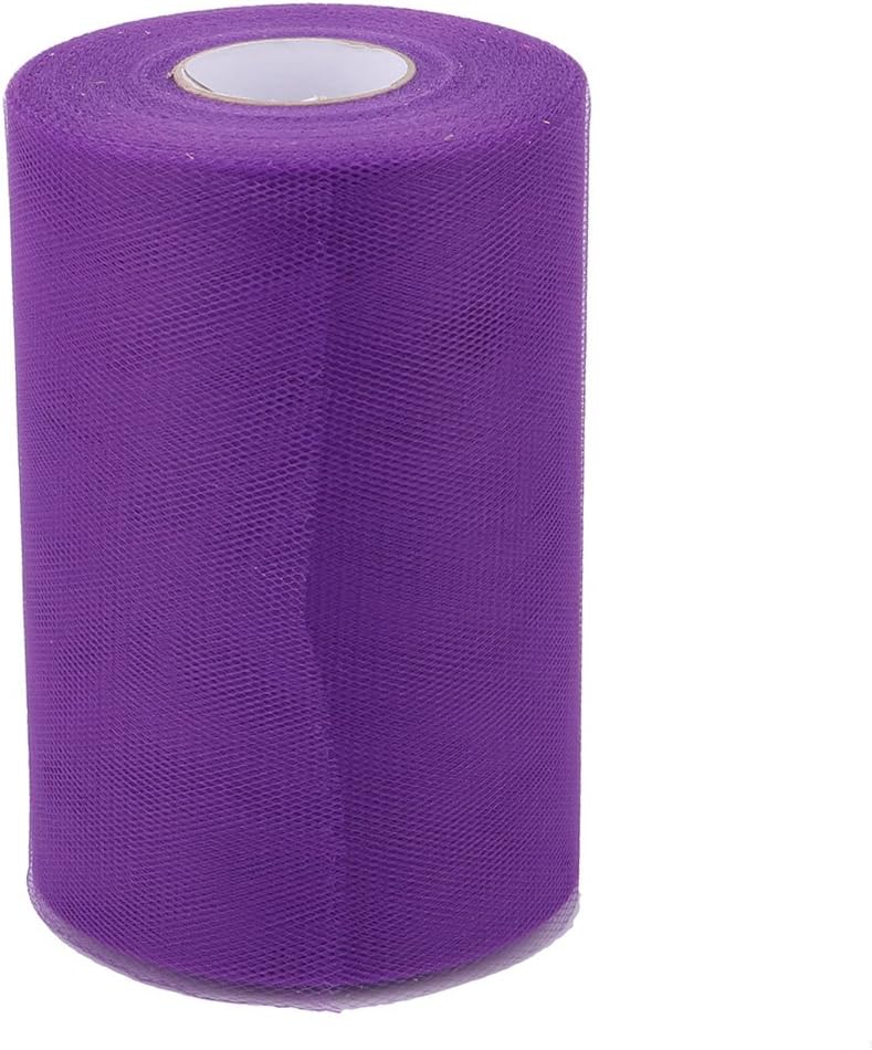 LinkMejor Tulle Fabric Rolls, 6" x 100 Yards Fabric Tulle Ribbon for DIY Crafts Wedding Party Decorations, Gift Wrapping, Purple