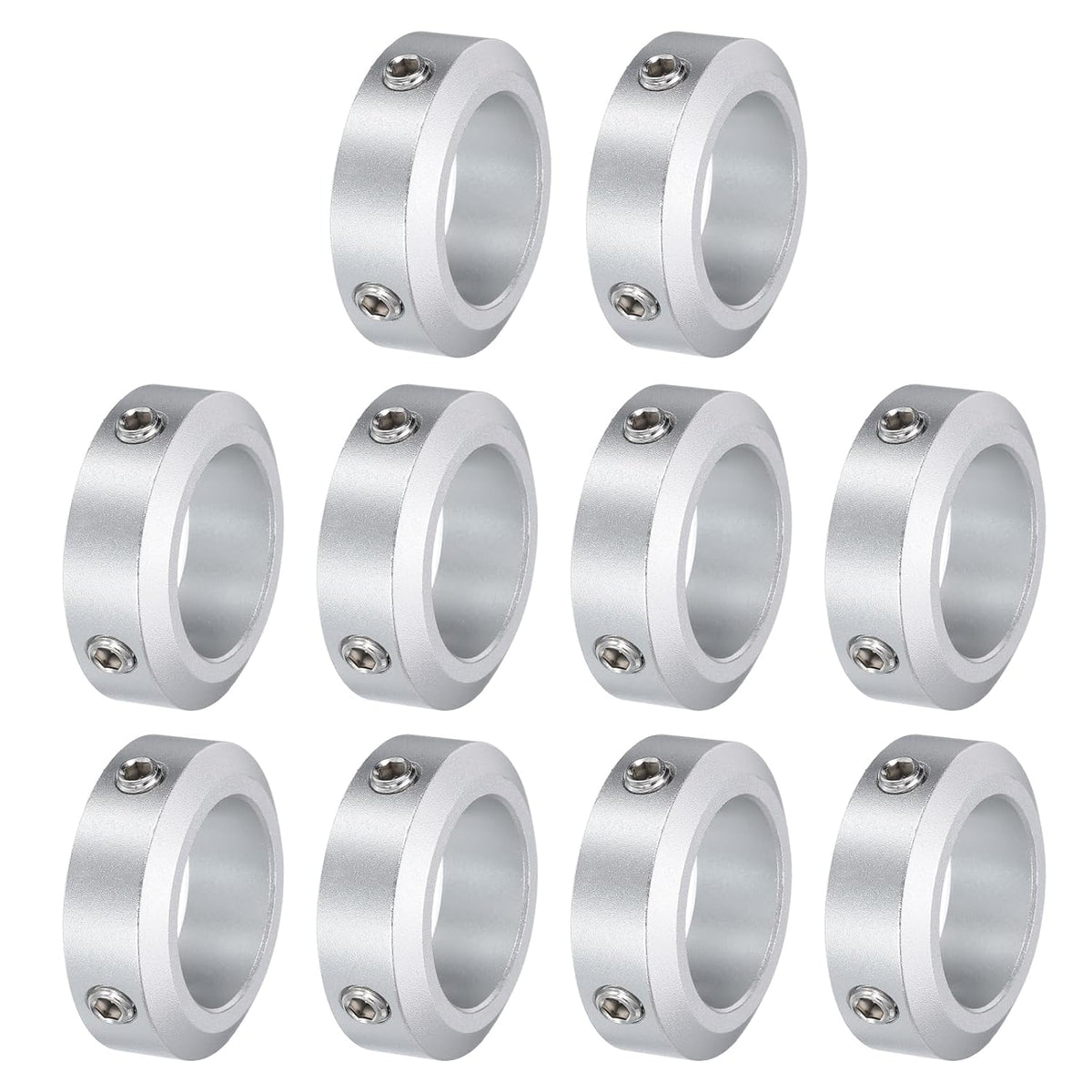 10pcs Set Screw Collars 25mm Bore, Aluminum Shaft Collars, 38mm OD and 12mm Thickness, Set Screw Clamp Collar, Stop Collar for Linear Rod Shaft Guide