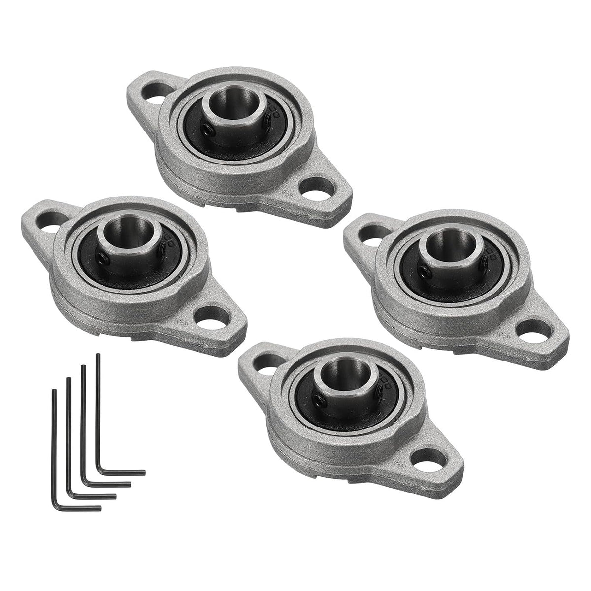4pcs KFL000 Flanged Pillow Block Bearings 10mm Bore, Zinc Alloy Self Aligning Flange Mounted Bearings