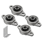 4pcs KFL000 Flanged Pillow Block Bearings 10mm Bore, Zinc Alloy Self Aligning Flange Mounted Bearings