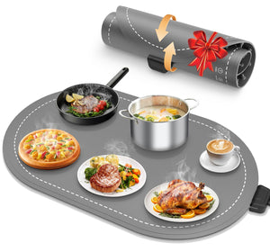 LinkMejor Warming Mat for Food with Adjustable Temperature Timer,10S Fast Heating Silicone Food Warmers for Parties Buffet and Home Daily,Food Warming Mat with Insulating Pad Raised Feet Protects