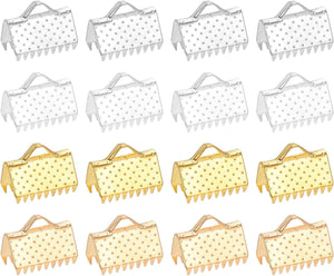 100Pcs 10mm Ribbon Crimp Clamp Ends, Bookmark Pinch Crimp Ends, Fasteners Clasp Crimp Ends for Bracelet Necklace Jewelry Making, 4 Colors