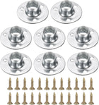 8Pcs M10 T-Nuts, Zinc Plated Steel Brad Hole Tee Nut with Screws, 3-Hole Round Base Weld Nuts 8.2mm Height Through Hole Flange Insert Female Thread Plate Nuts, Silver