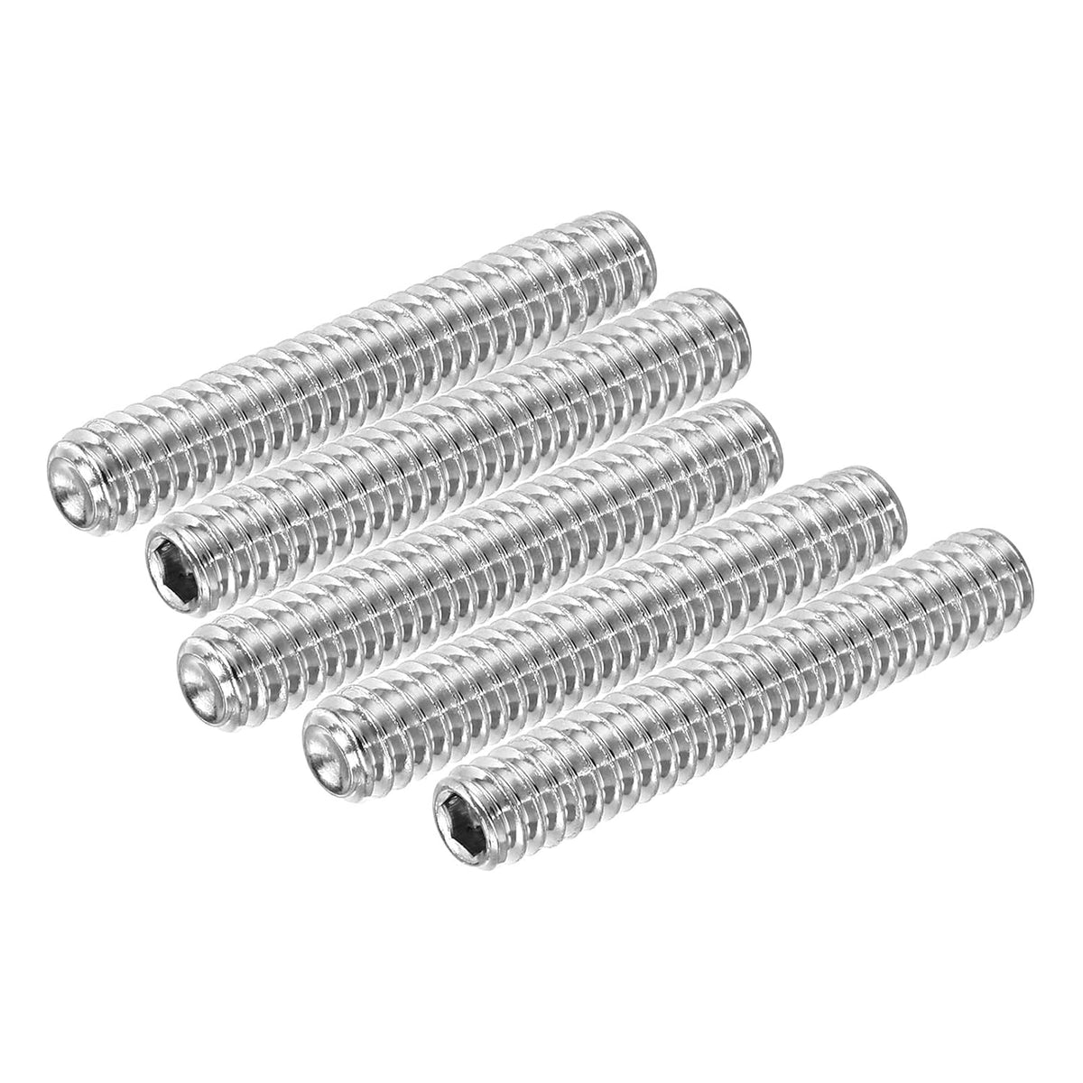 10Pcs Hex Socket Grub Screw, 1/4-20x1-1/2 304 Stainless Steel Head Socket Set Screws Flat Point Grub Bolt for Door Handles, Light Fixture Repair