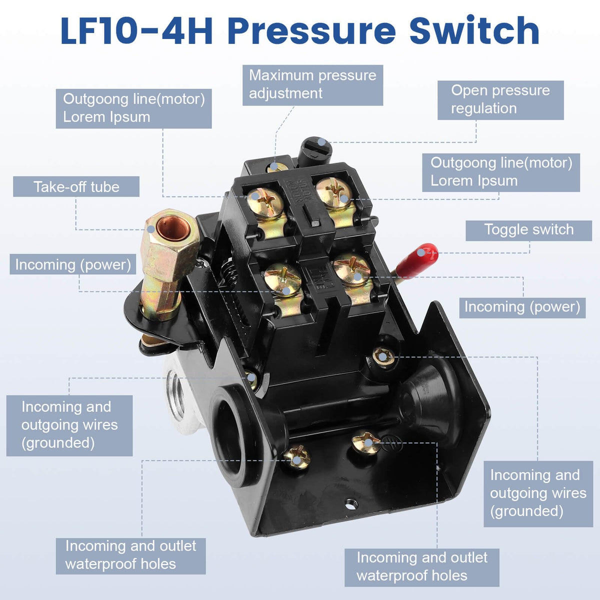 LF10-4H Przełącznik ciśnienia, 95-125 Psi 20A