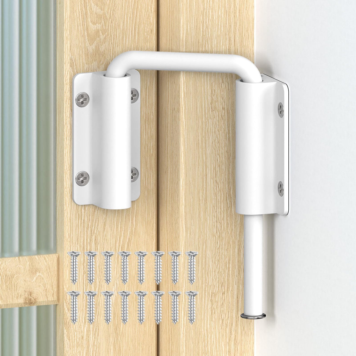 LinkMejor 2-3/8 Inch U Patio Sliding Door Loop Lock Latch White 1-Pack