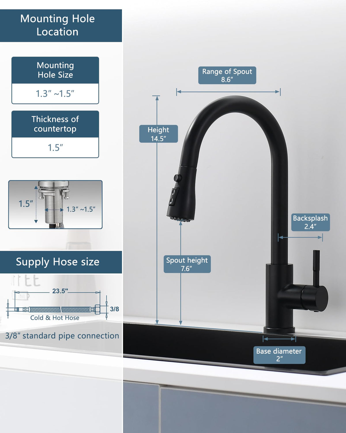 LinkMejor Kitchen Faucet with Pull Down Sprayer