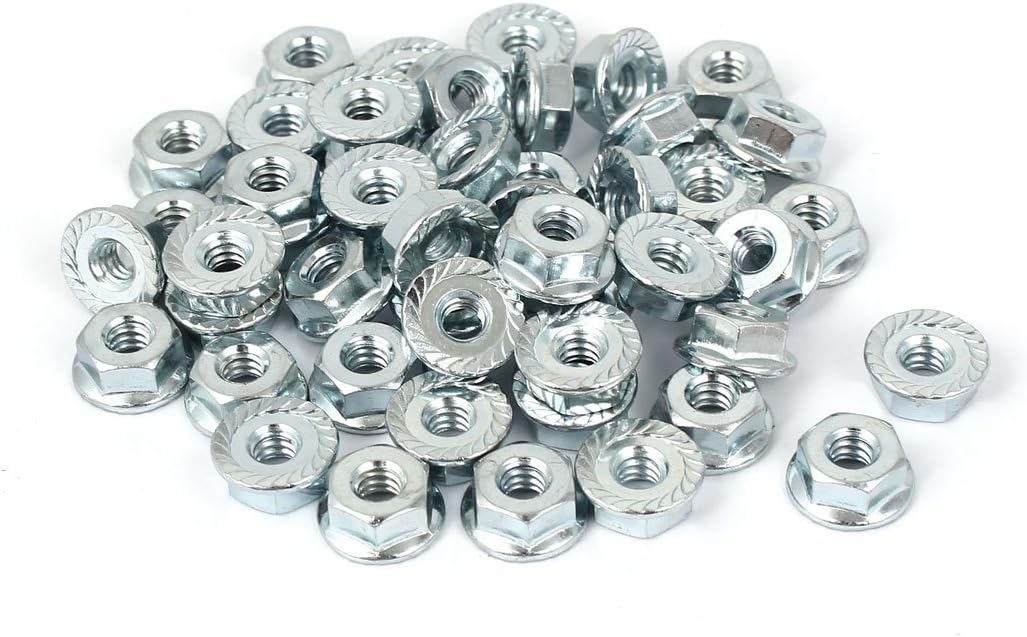 10#-24 Carbon Steel Serrated Hex Flange Lock Nuts 50pcs