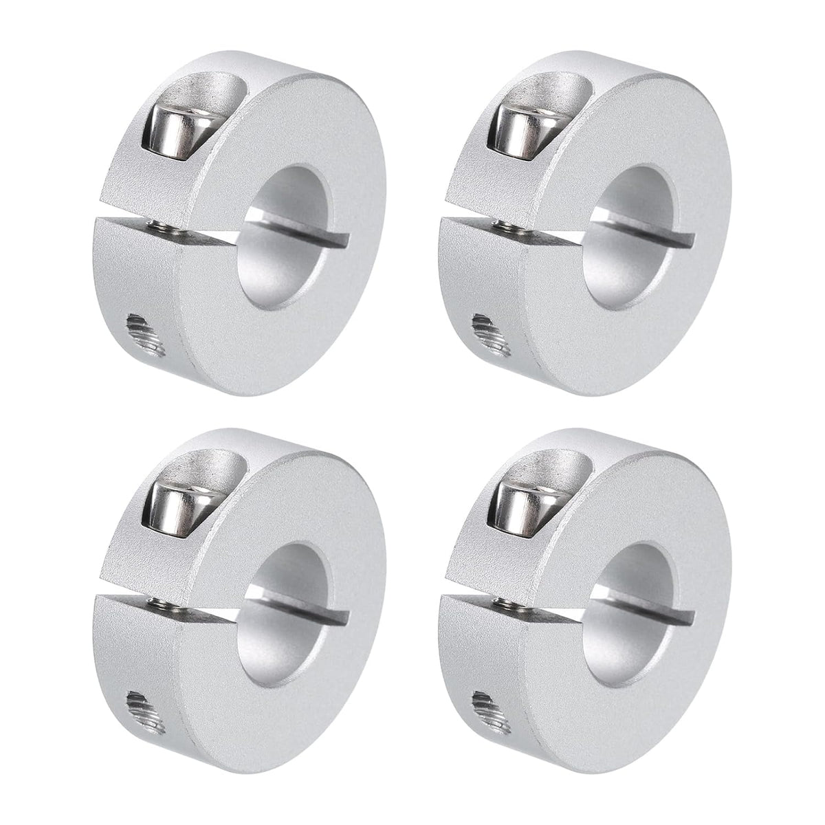 4pcs Single Split Clamp-On Shaft Collar 15mm Bore One-Piece Clamping Collar, 35mm OD, 12mm Thickness, Aluminum Alloy Set Screw Split Collar Clamp