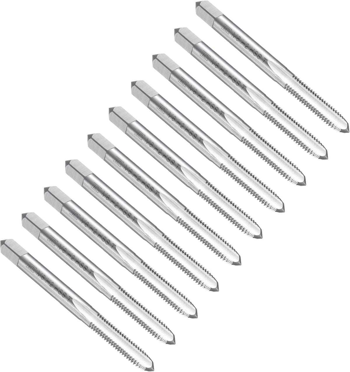 10pcs Straight Flute Thread Tap, M6 x 1.0 Metric Screw Threading Tapping Tool Thread Milling Machine Taps, High-Speed Steel 6542 (HSS 6542)