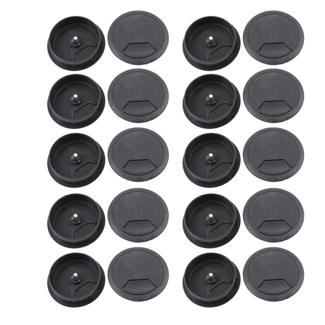 Computer Desk Black Plastic Grommet Cable Hole Cover 60mm 20pcs