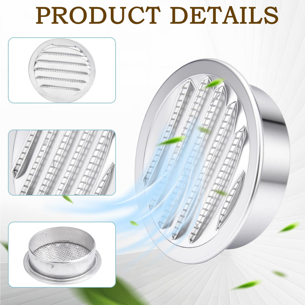 Redondo de aluminio con malla antihormigas, 2 pulgadas, 6 unids