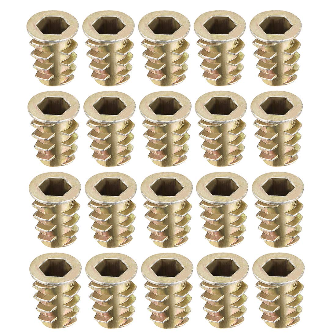 Furniture Threaded Insert Nuts Zinc Alloy M6 Internal Threads 14mm Length 20pcs