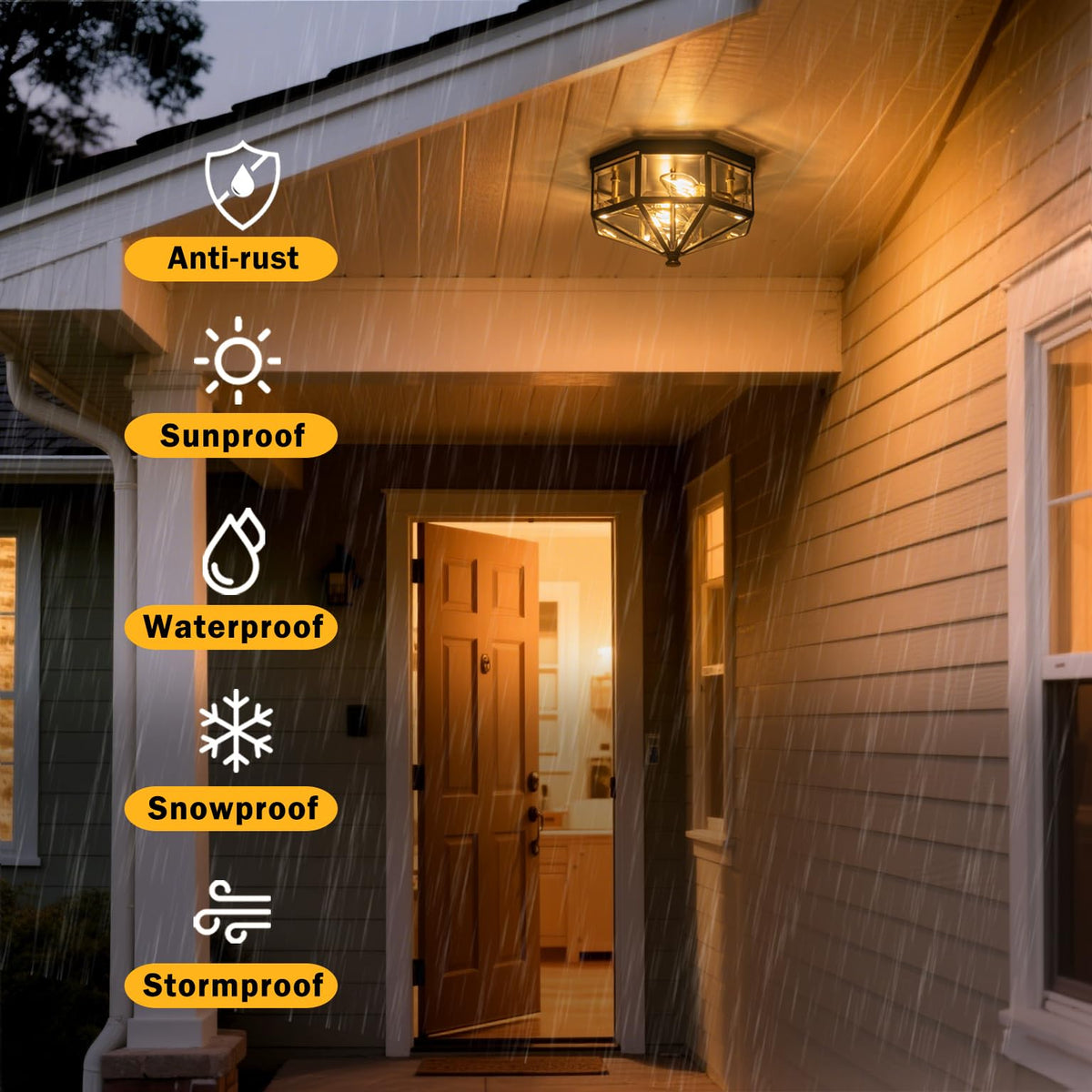 LinkMejor 10.25 Pollici Lampada da Soffitto Esterna in Rame a Montaggio Flusso