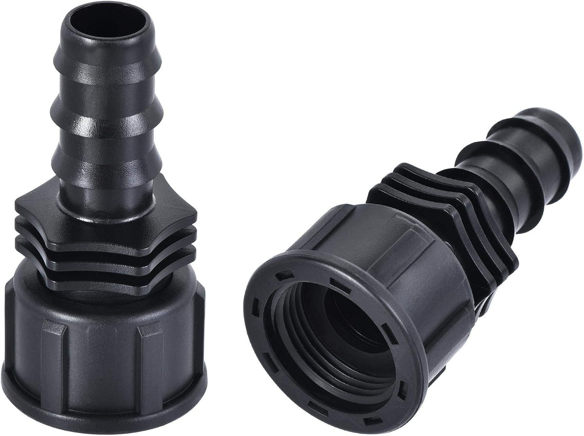 ABS Hose Barb Fitting Coupler, 16mm Barb x G3/4 Female Thread Pipe Adapter, Black 2Pcs
