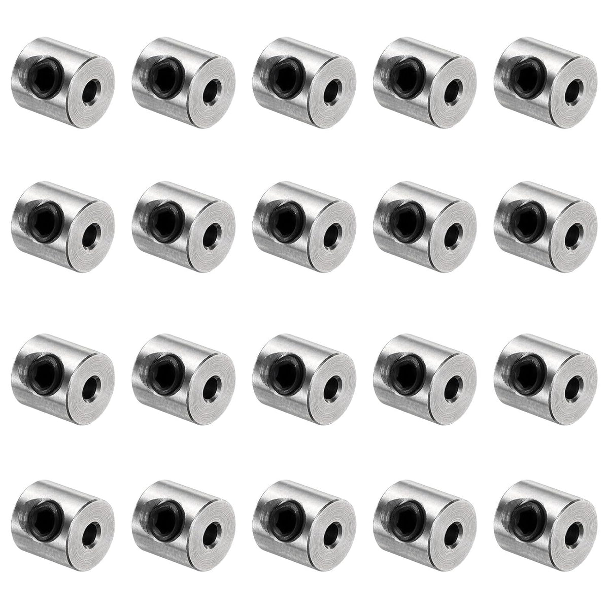 20pcs Set Screw Collars 2mm Bore Shaft Collars, 7mm OD, 7mm Width, Drill Stop Collar, Stainless Steel Drill Bits Depth Collars