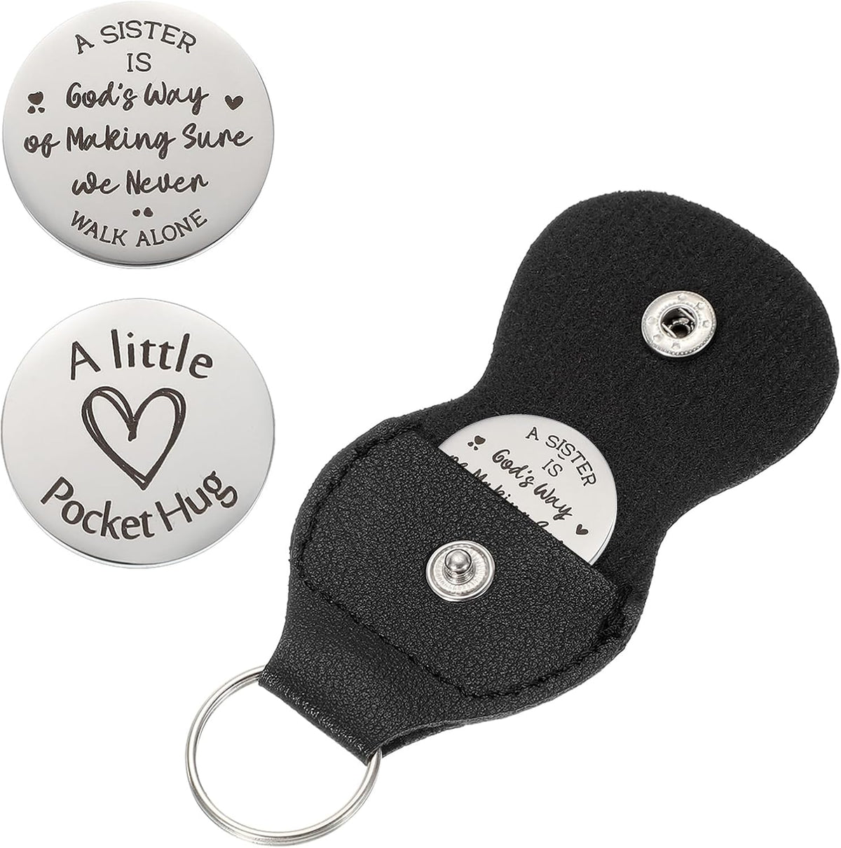 Hjärtklapp Hug Token med Ledernyckelring