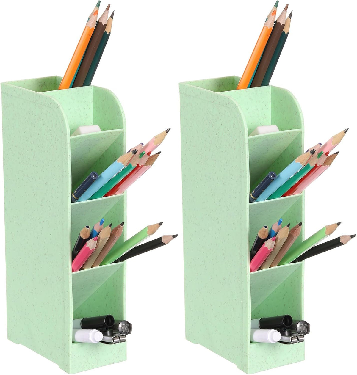 2PCS Marker Organizer, 5 Slots Marker Holder Organizer PVC Plastic Marker Storage Holder Marker Storage Rack Crayon Pen Holder for Store Paint Brushes, Pens, Color Pencils (Green)