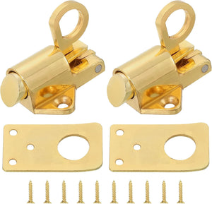 2Pcs Spring Bounce Lock, Sikker Trækring Spring Bounce Dørbeslag Zinc Alloy Automatisk Dørbeslag Lås til Portvindue Soveværelse Toilettet Skur, Guld