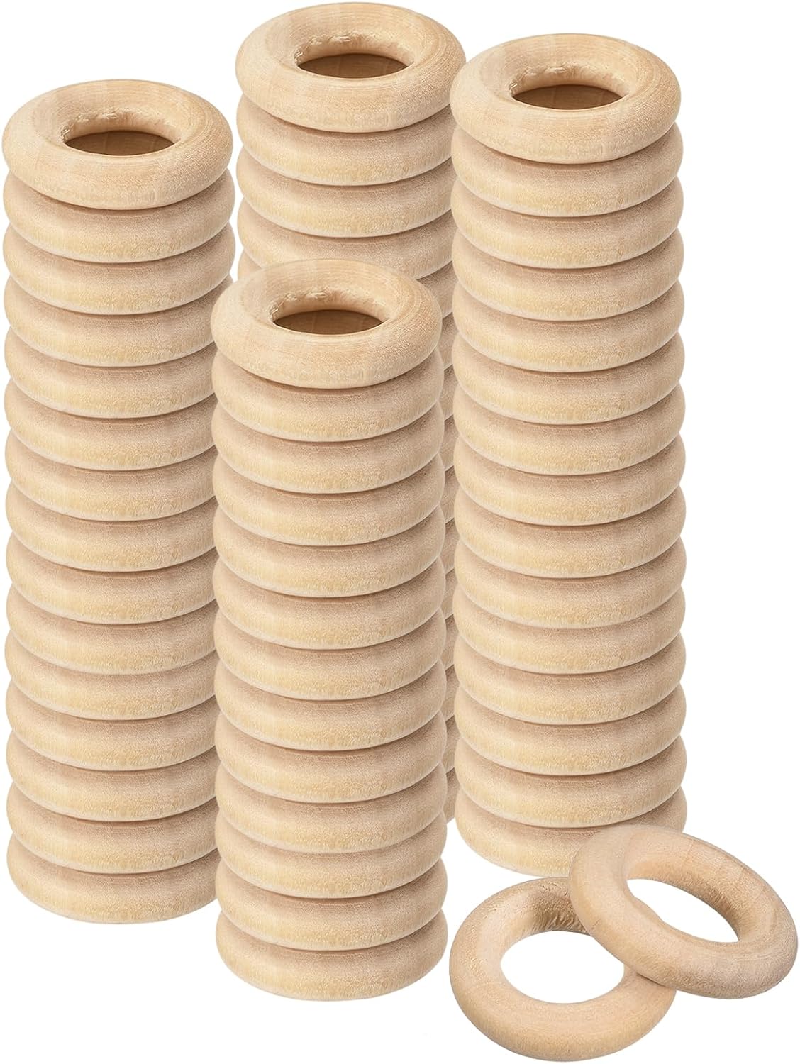 60Pcs Natural Wood Rings, 20mm/0.6inch Unfinished Smooth Macrame Circles Wooden Ring for Crafts DIY Projects Macrame Jewelry Pendant Making (5mm Thick)