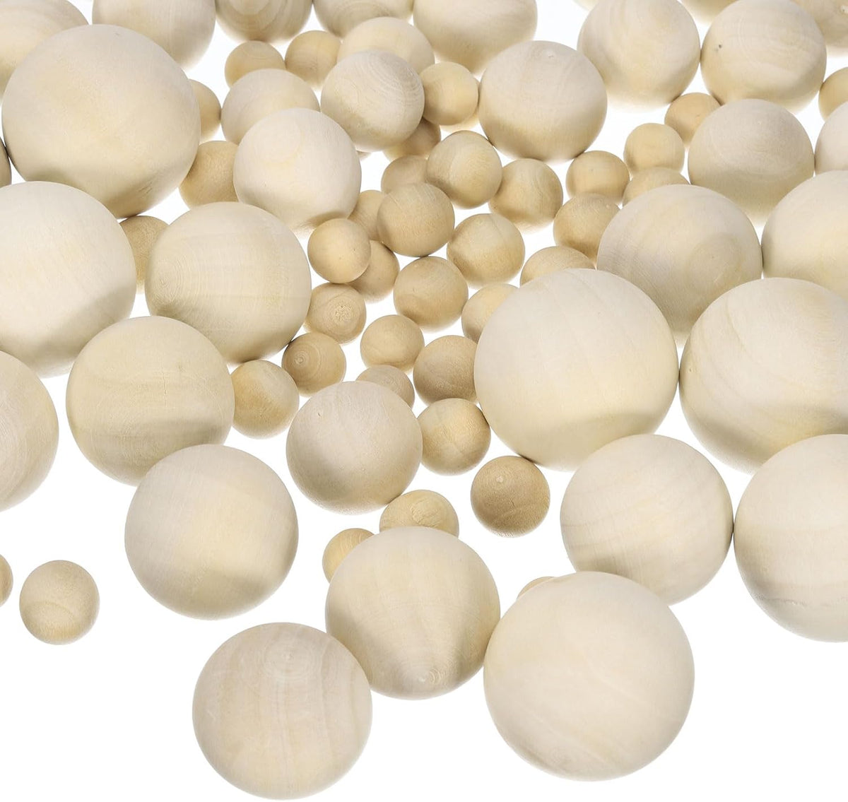 142pcs Round Wood Balls 6 Sizes 10mm/12mm/16mm/20mm/25mm/30mm Unfinished Solid Wooden Spheres, Natural Wood Craft Balls for DIY Craft Projects Art Ornaments
