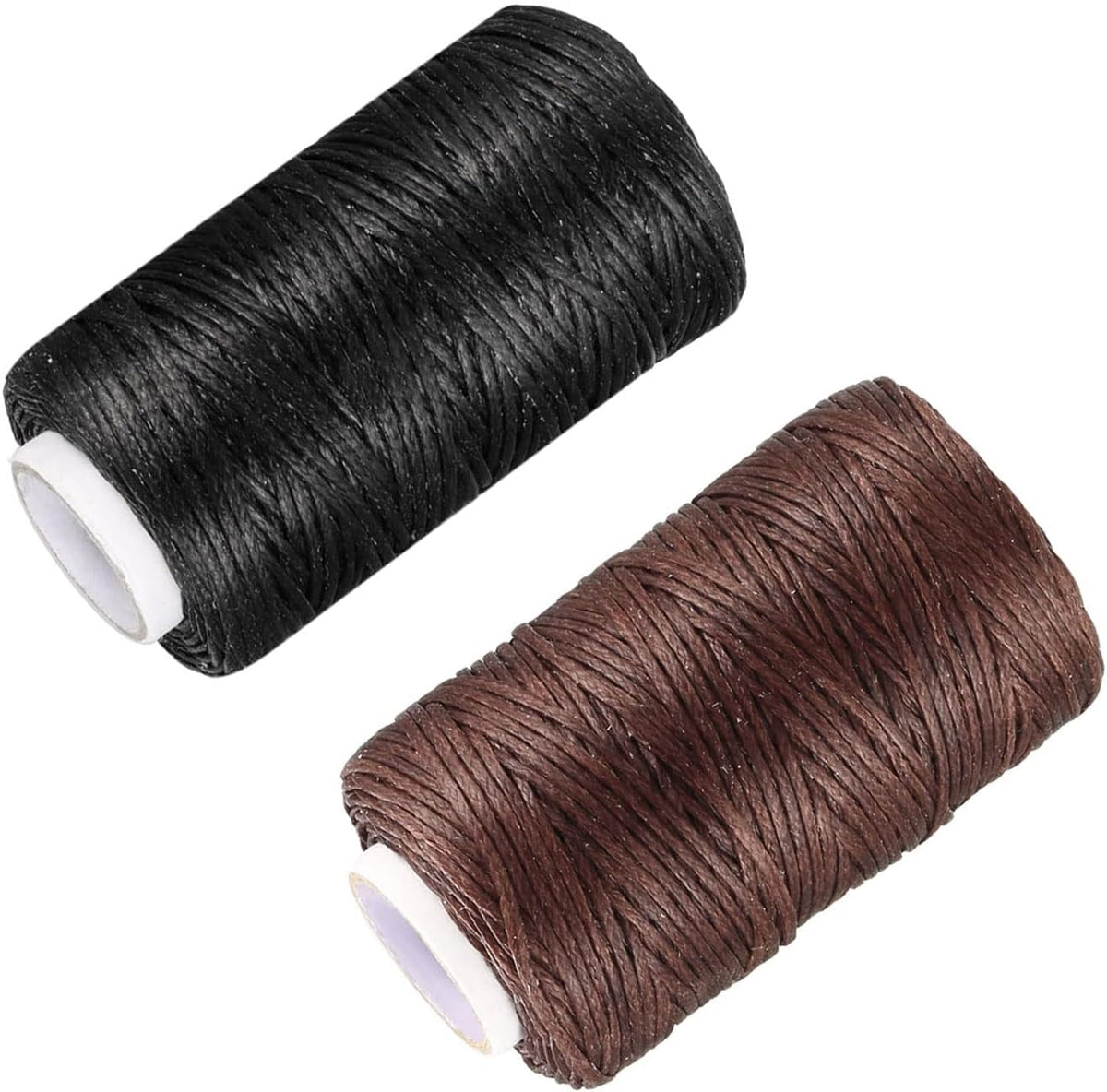 2pcs 55 Yards 150D/1mm Leather Sewing Thread, Waxed Thread, Hand Stitching Thread for Hand Sewing Leather and Bookbinding, Black & Coffee