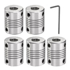 5 Pcs Aluminum Alloy Shaft Coupling 8mm to 8mm, Flexible Coupling Motor Connector Joint, Stepper Motor Coupler for CNC Machine & 3D Printer (L25xD19)