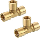 Brass Tee Pipe Fitting, 1/8" x 1/8" x 1/8" NPT 3 Way T-Connector for Gas Transport Connect Pipelines, 2pcs