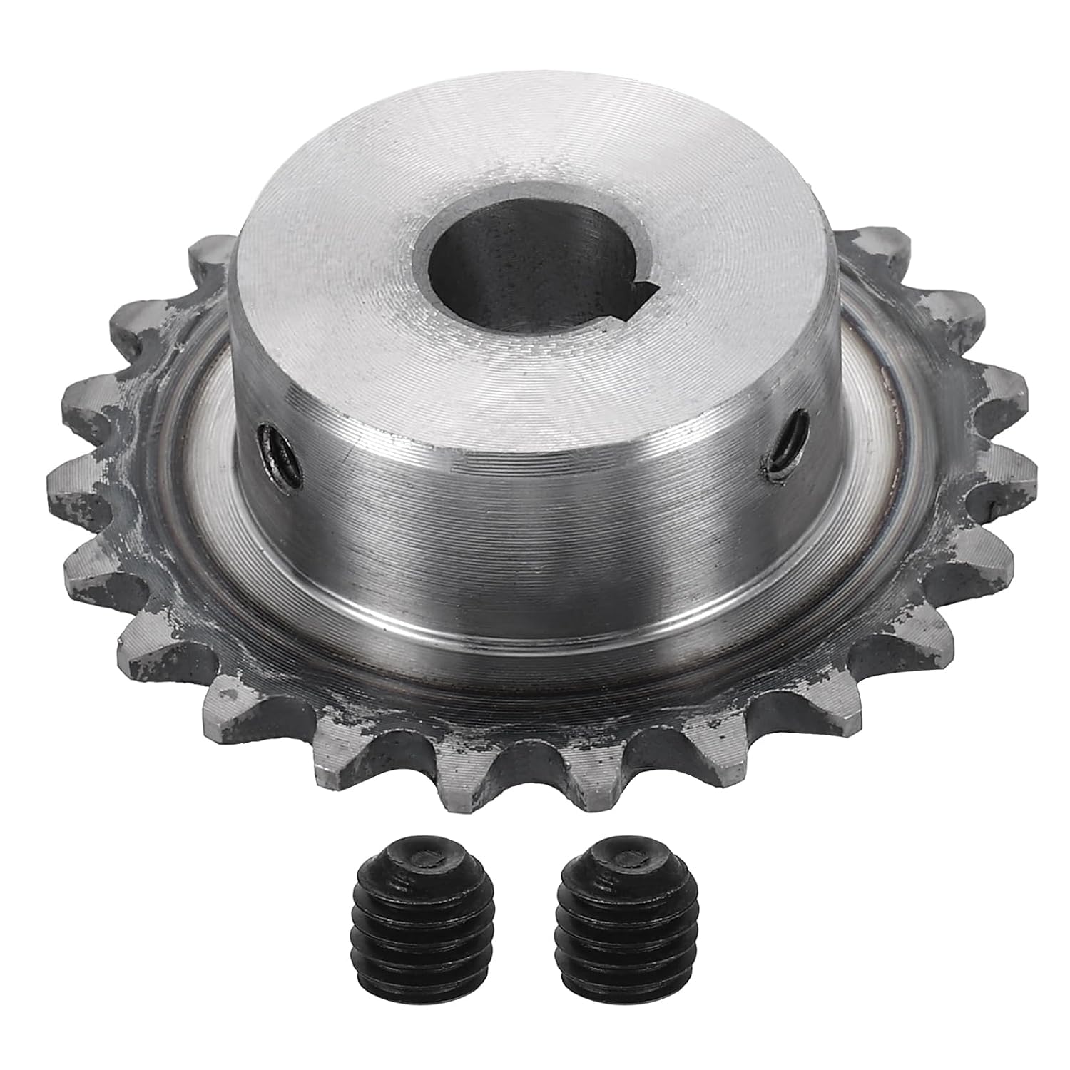 #25 Chain Roller Sprocket 12mm Bore 53.5mm OD, 25 Tooth C45 Carbon Steel ANSI #25 Roller Sprocket Round Hole Without Surface Finished with 4x1.8mm Keyway for ISO 04C Chain