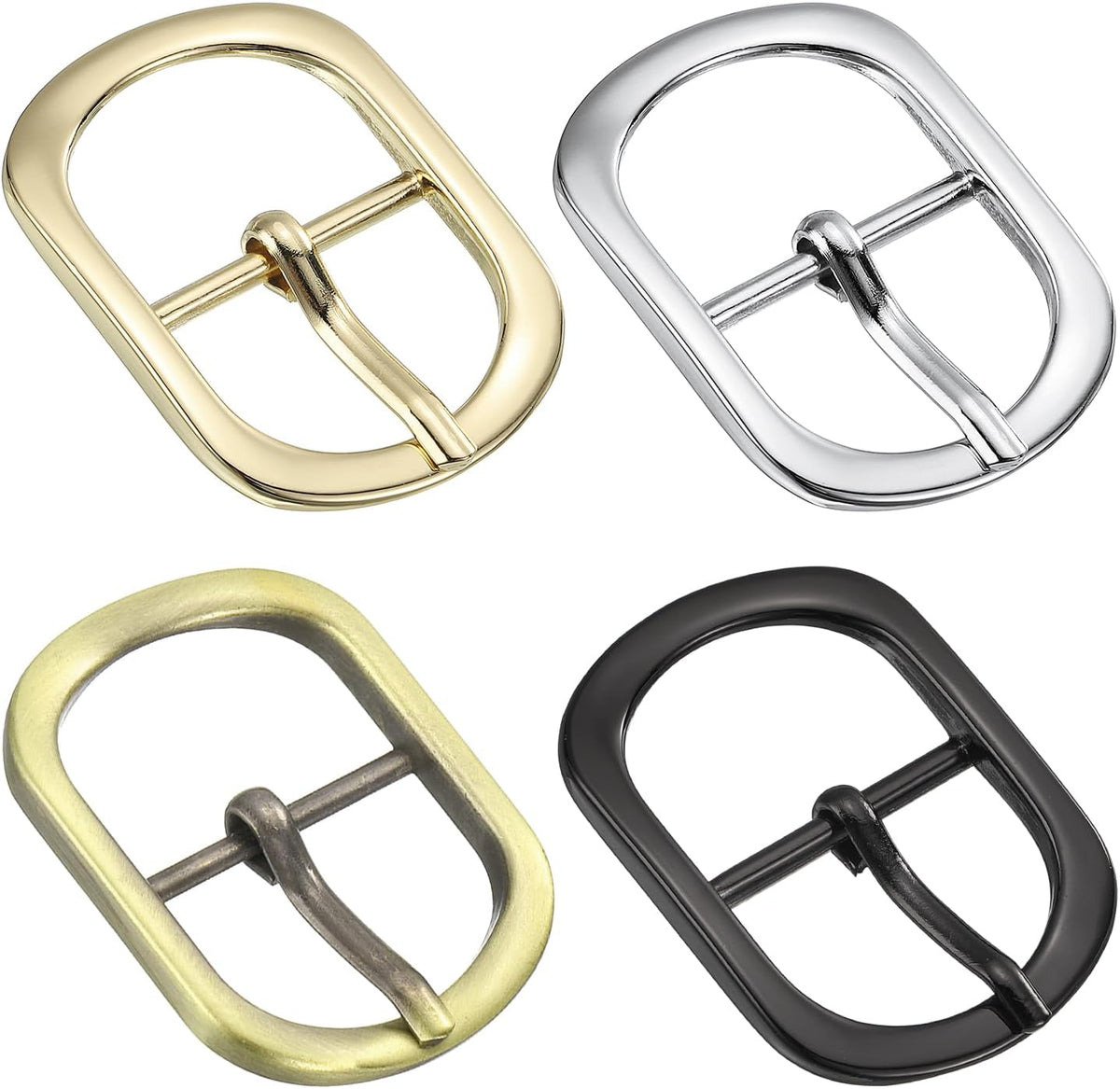 LinkMejor Metal Roller Buckle, Single Prong Belt Buckle Oval Center Bar Buckles - Good for Leather Craft Accessories