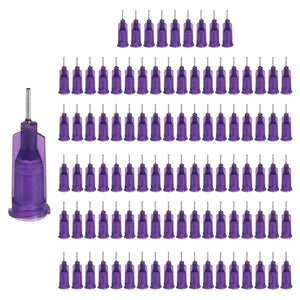 150 Pcs Blunt Tip Dispensing Needle, 21 Gauge Stainless Steel Dispensing Tips with Luer Lock 0.94" Plastic Blunt Dispenser Needle for Glue Oil Applicator, Purple