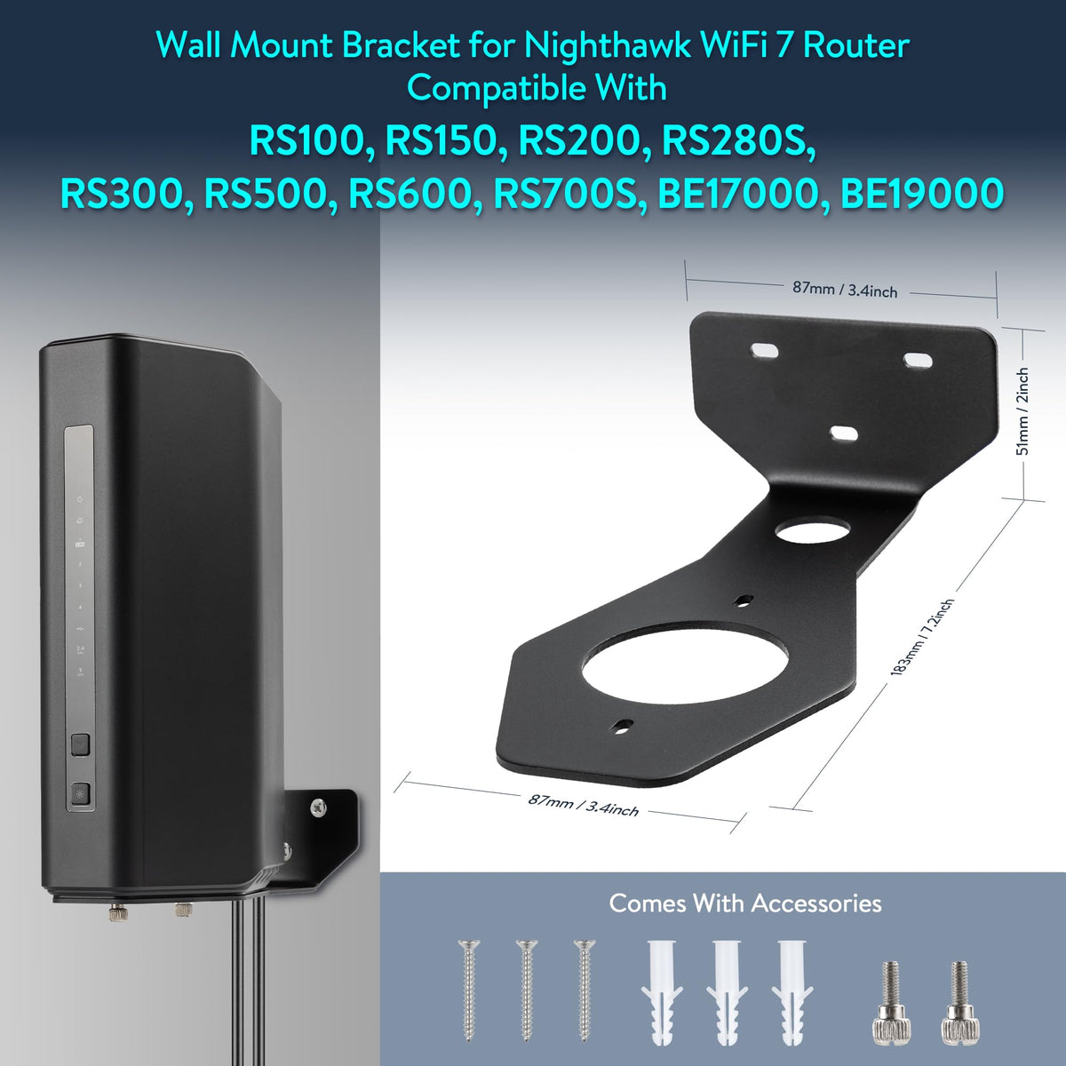 LinkMejor Wall Mount Bracket for Nighthawk and Orbi WiFi 7 Router - 1 Pack