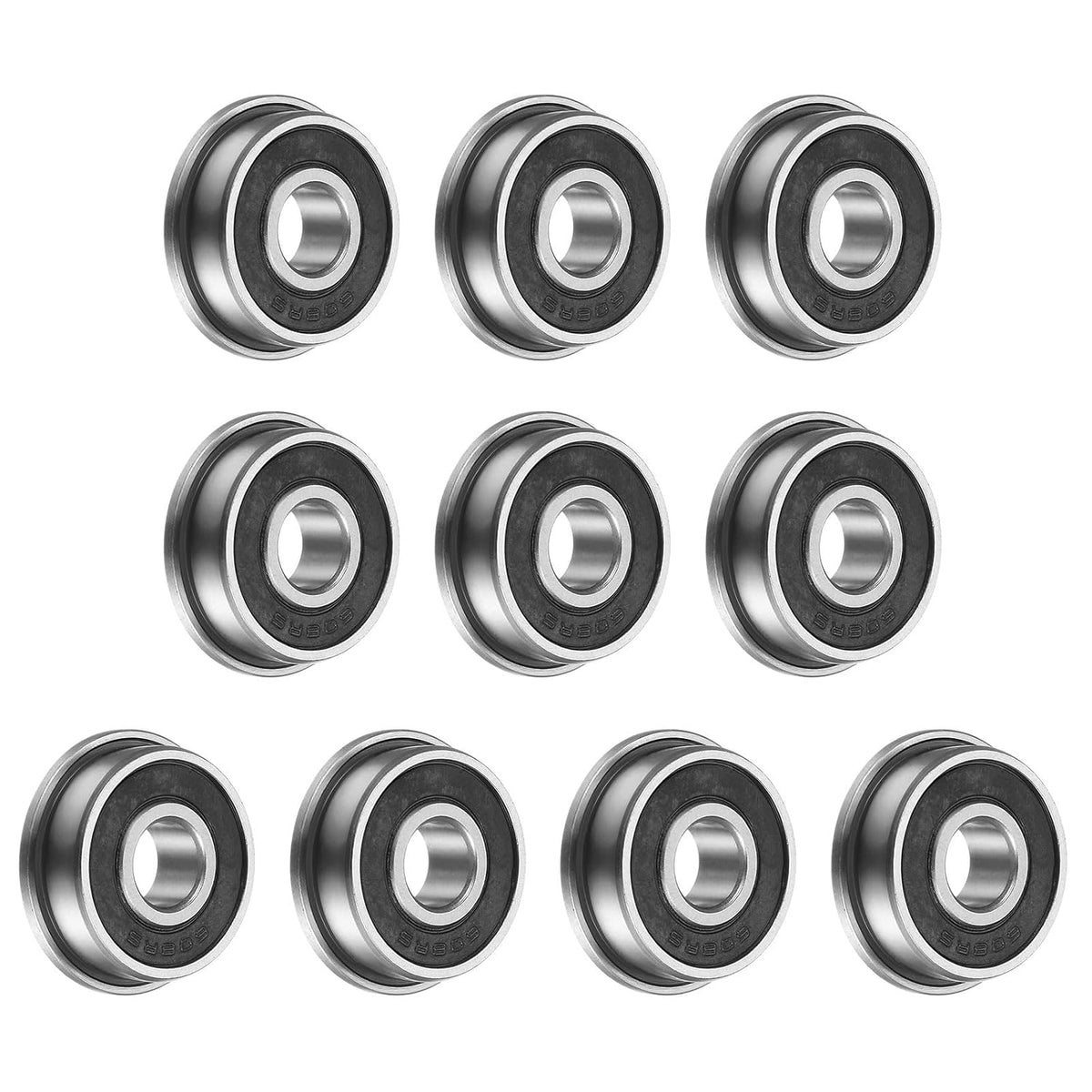 F608-2RS Flanged Ball Bearing, 10pcs 8x22x7mm Chrome Steel Double Sealed ABEC1 Flange Bearings