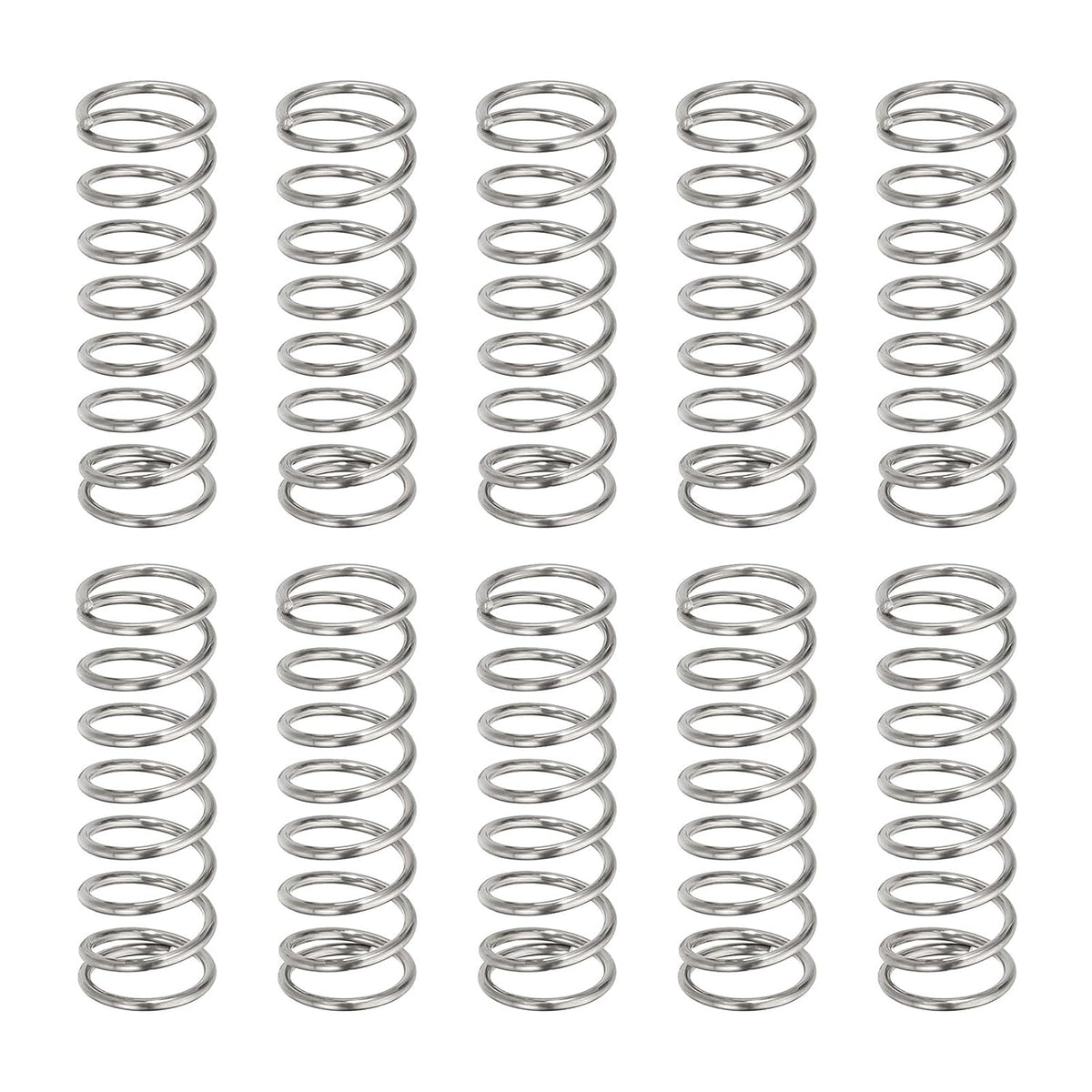 10Pcs Compression Springs, 0.8mm Wire Diameter x 9mm OD x 25mm Length 304 Stainless Steel Extension Spring Ballpoint Pen Pressure Springs for Shop Home Repairs, Silver