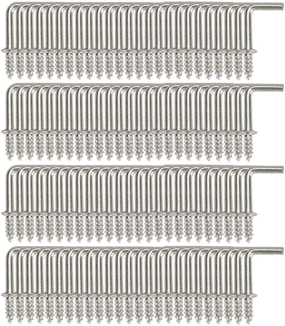 100pcs Cup Square Hooks 1/2 Inch Nickel Plating Screw in Hanger Hooks for Home Office Hanging Plants Outdoor Lights Silver Gray