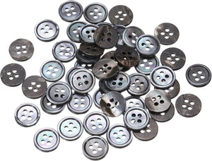 50 Pcs Natural Shell Buttons, 4 Hole Mother of Pearl Buttons 11.5mm Sewing Button Sewing Craft Shell Discs for Shirt Sewing DIY Crafts Decoration, Gray