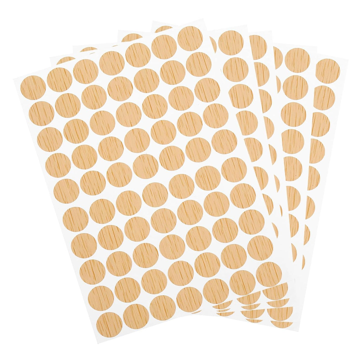 5 Sheets/350Pcs Screw Hole Stickers, 18mm/0.71inch PVC Self-Adhesive Screw Cover Sticker Dustproof Round Screw Covers Caps for Wooden Furniture Cabinet Shelve, Khaki